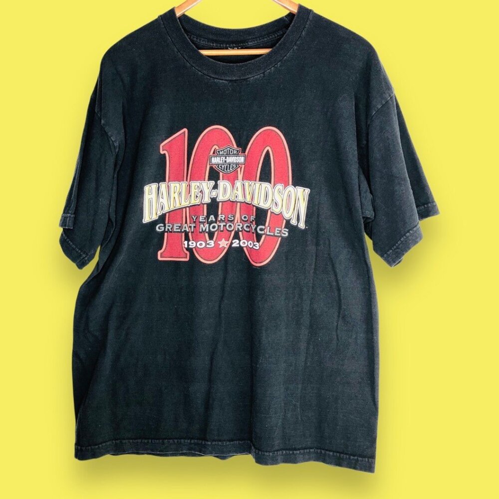 Vtg 2003 Harley Davidson Biker T Shirt XL 100th Anniversary Milwaukee Wisconsin